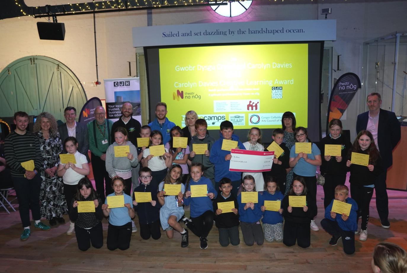 Students from Blaenymaes hold their first place certificates